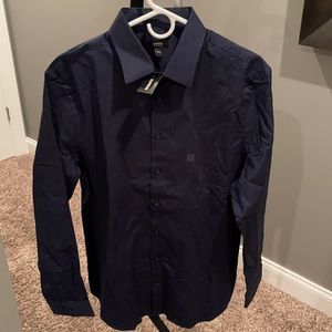 Express men’s navy dress button shirt. Large. Never worn. Brand new